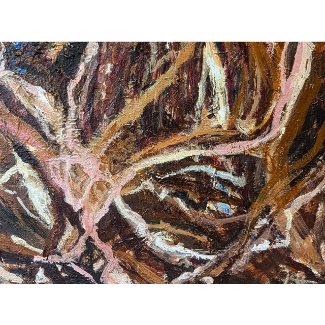 Textile Kristi Haines Herman “Silent Lament” Contemporary Gestural Blue, Brown, & Tan Abstract Painting, 2025 For Sale - Image 7 of 11