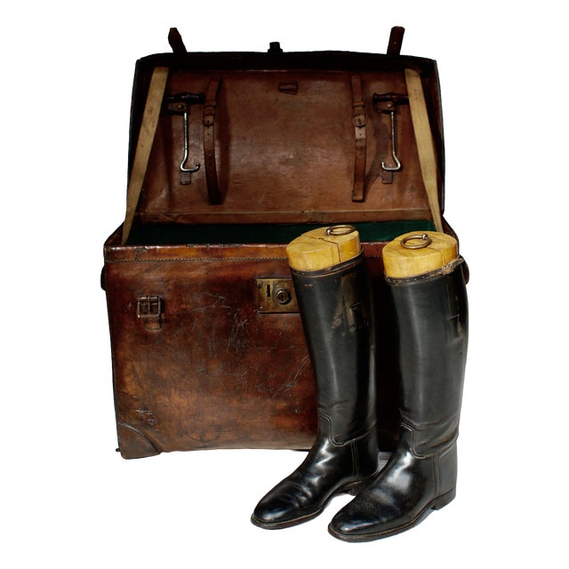 Victorian Leather Boot Trunk from Peal & Co, 1880s For Sale
