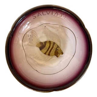 1950's Salviati Murano Italian Art Glass Fish Bowl Designed by Alfredo Barbini For Sale
