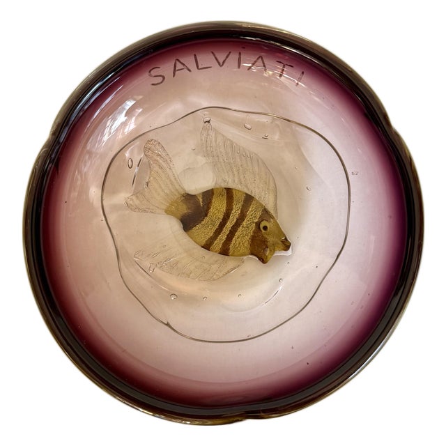 1950's Salviati Murano Italian Art Glass Fish Bowl Designed by Alfredo Barbini For Sale