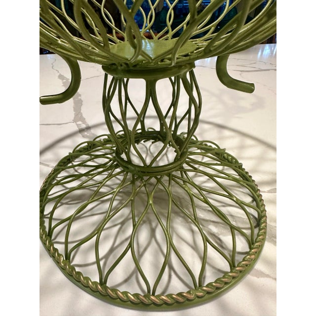 Metal Vintage Wire Basket Pedestal Fruit Bowl With Butterflies For Sale - Image 7 of 10