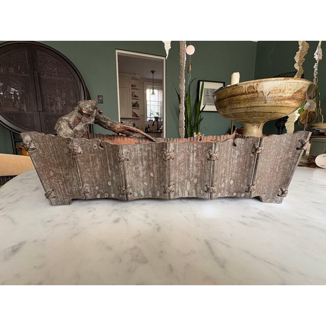 Japanese Ikebana Wabi-Sabi Bamboo Carved Basket For Sale - Image 9 of 15