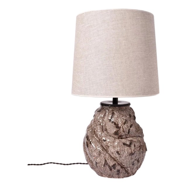 Brown and Beige Ceramic Lamp For Sale
