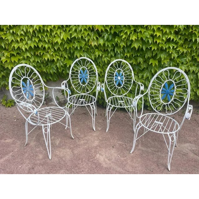 Sets of Provencal iron armchairs, artisanal work in the Avignon region.