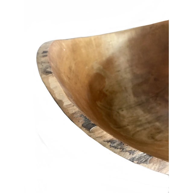 Signed 1990s Hand-Turned Live Edge Wood Centerpiece Bowl For Sale In Cleveland - Image 6 of 9
