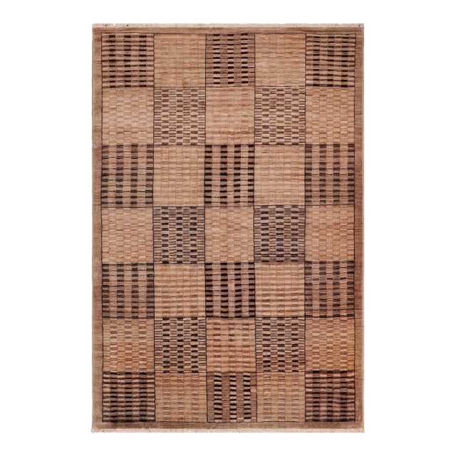 Bohemian Gabbeh Beige/Tan Wool Rug - 5'10'' X 8'6'' For Sale