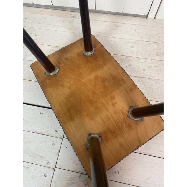 Scandinavian Modern Faux Leather Stool For Sale - Image 4 of 8