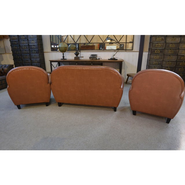 Brown Vintage Camel Imitation Leather Club Chairs, 1980s, Set of 2 For Sale - Image 8 of 9