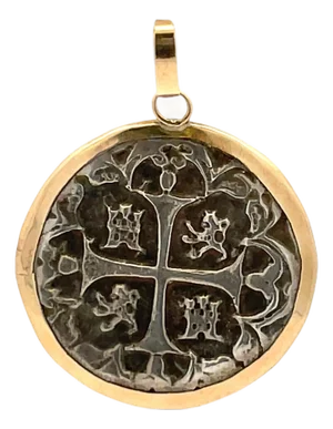 Mid 20th Century Solid Yellow Gold Encased Shipwreck Coin Pendant