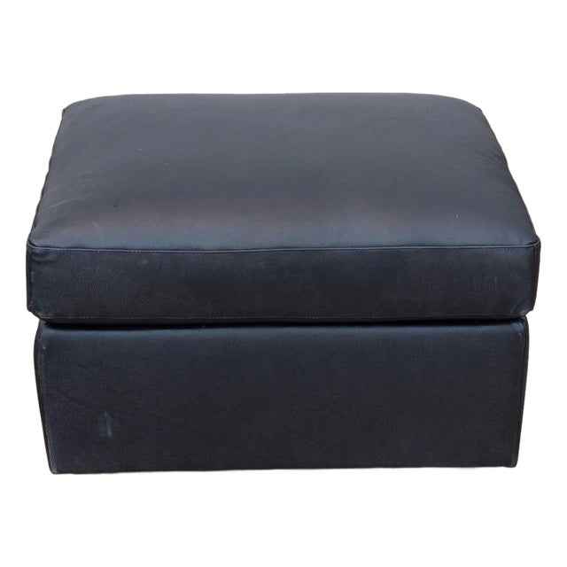 BenchMade Modern Fairfax Ottoman in Ponti Onyx Leather For Sale