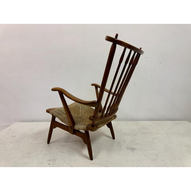 Dutch Stick Back and Rush Seat attributed to De Ster Gelderland, 1950s For Sale - Image 9 of 18