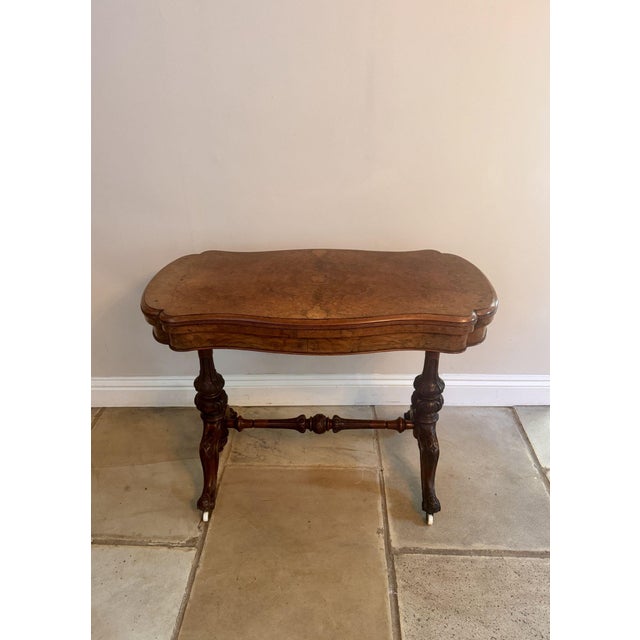 Antique Victorian Burr Walnut Card Table, 1860 For Sale - Image 11 of 11