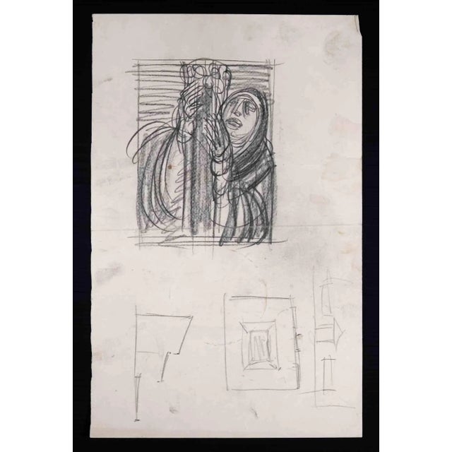 Sketch of Woman, Original Drawing, Mid 20th-century For Sale - Image 3 of 3