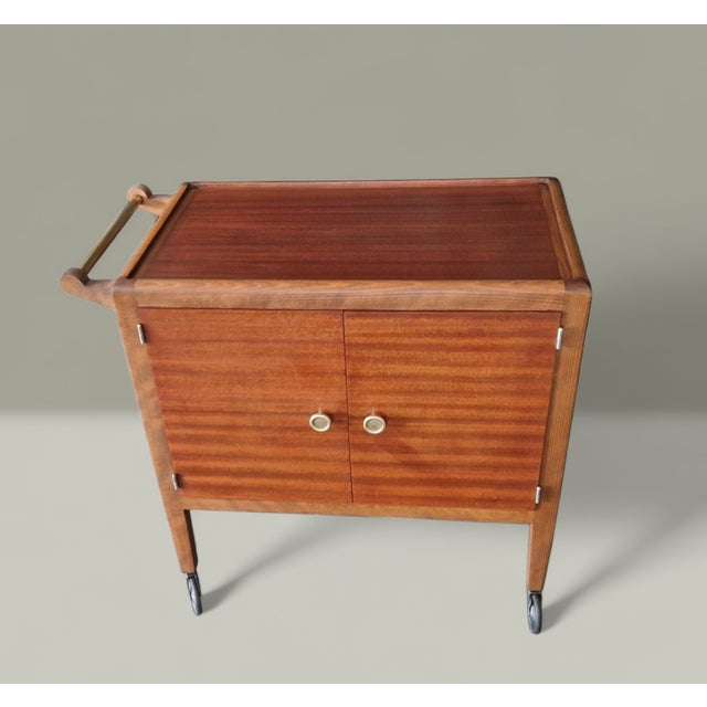 Art Deco Rolling Serving Cart with Removable Tray, 1930 For Sale - Image 3 of 18
