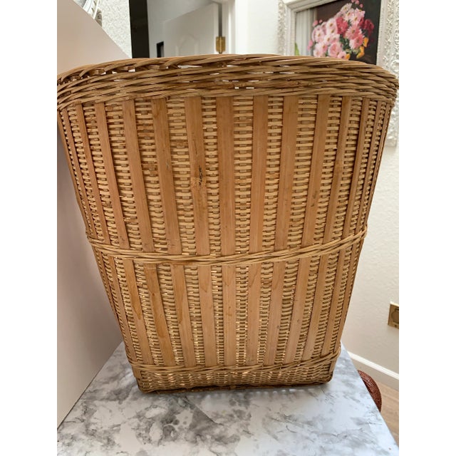 Rustic Vintage Asian Bamboo Wood Extra Large Storage or Tree Basket For Sale - Image 3 of 7