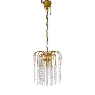 Brass and Lead Crystal Chandelier from Joska Bodenmais, 1970s For Sale