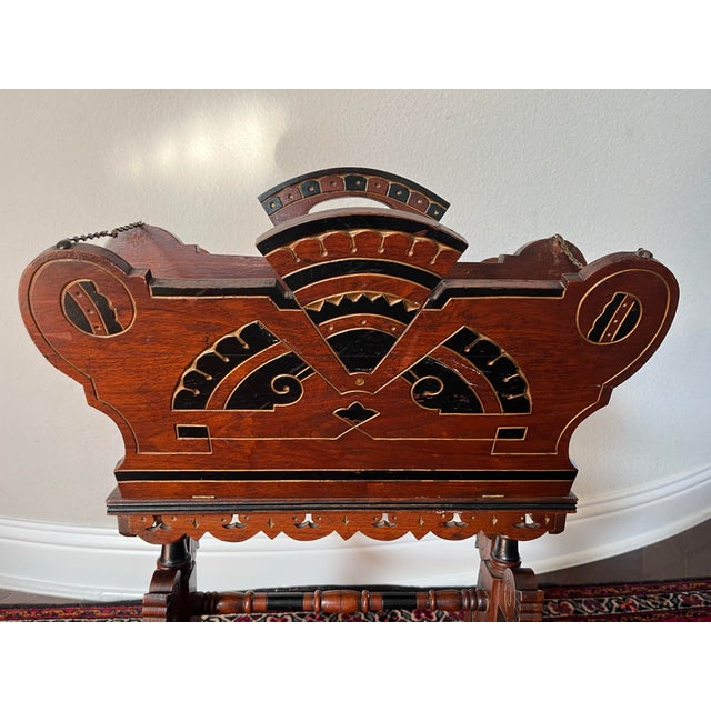 19th Century Antique Victorian Eastlake Style Wooden Music Caddy, Magazine Rack For Sale - Image 11 of 12