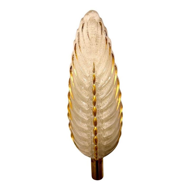 Art Deco Ezan Glass Feather Wall Sconces from Atelier Petitot, France, 1935, Set of 2 For Sale - Image 4 of 8