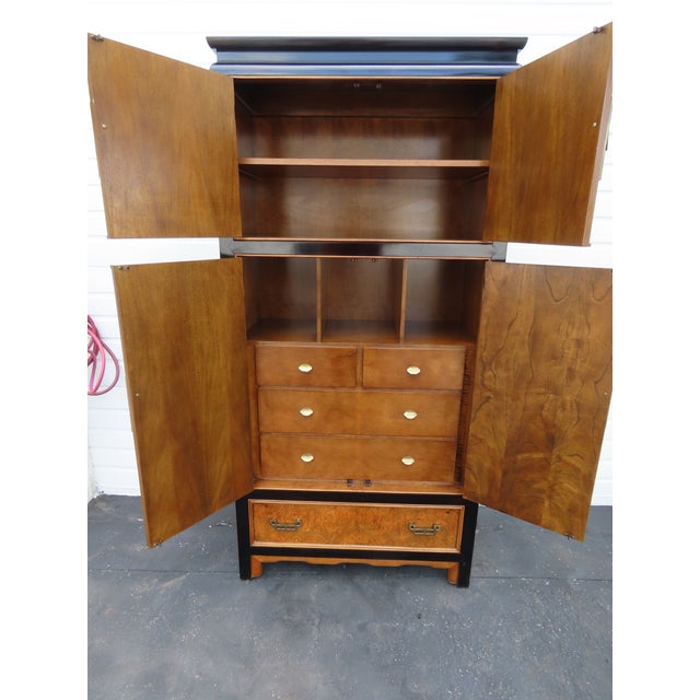 Century Chinoiserie Chin Hua Hollywood Regency Burlwood Tall Armoire 6617 For Sale - Image 15 of 18