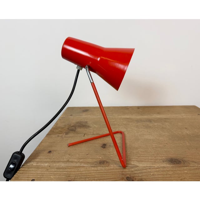 Vintage Red Table Lamp by Josef Hurka for Drupol, 1960s For Sale - Image 10 of 18
