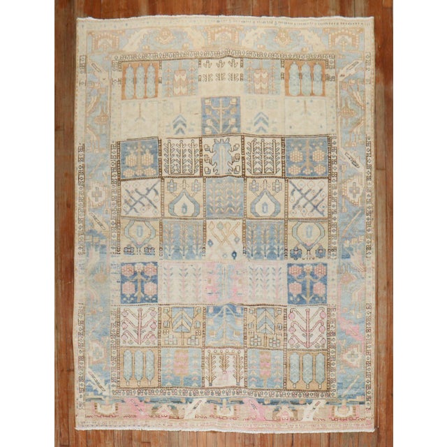 Persian Zabihi Collection Vintage Garden Box Persian Bakhtiari Rug - 6' x 8'4" For Sale - Image 3 of 10
