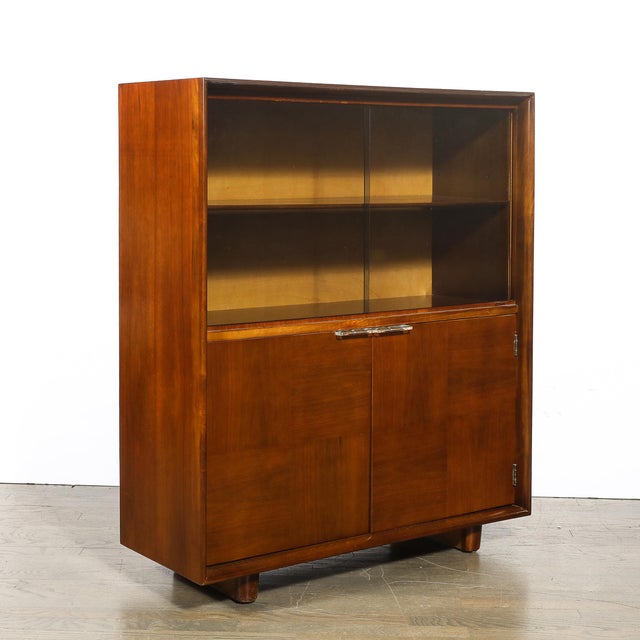 Art Deco Walnut Cabinet With Lucite Pulls & Glass Front by Gilbert Rohde For Sale - Image 15 of 17
