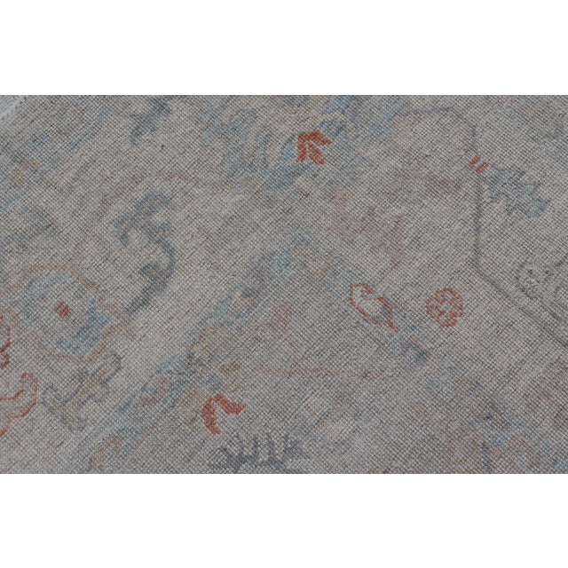 Modern All-Over Floral Oushak With a Light Gray Background With Delicate Accents For Sale - Image 11 of 11
