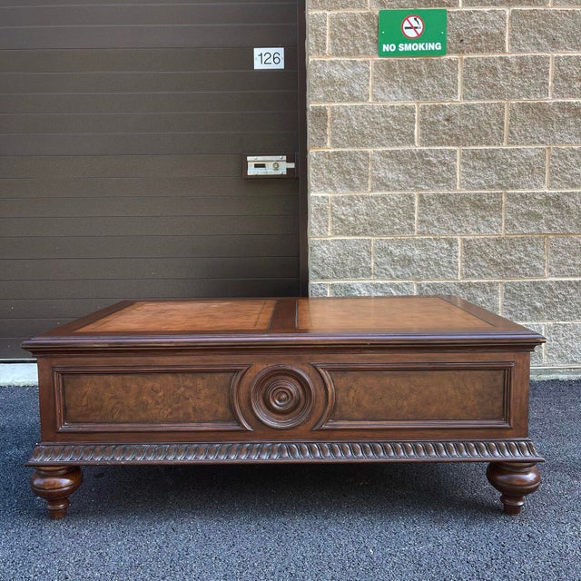 Ethan Allen Townhouse 2 Drawer Leather Top Coffee Table Chairish