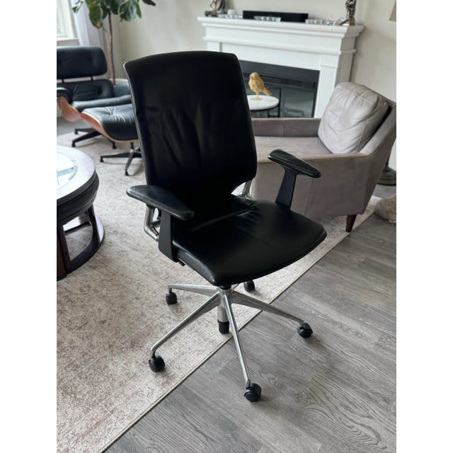 Modern Vitra Meta Leather Swivel Chair For Sale - Image 3 of 8
