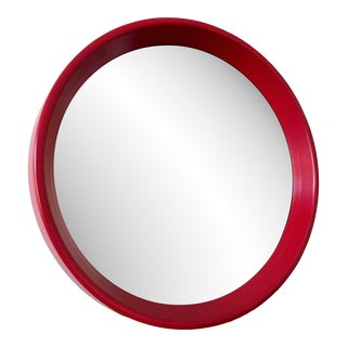 1970s Space Age Round Red Wall Mirror For Sale