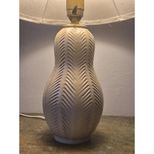 Swedish Modern Table Lamp with Ceramic Base attributed to Anna-Lisa Thomson fir Upsala Ekeby, 1950s For Sale - Image 12 of 14