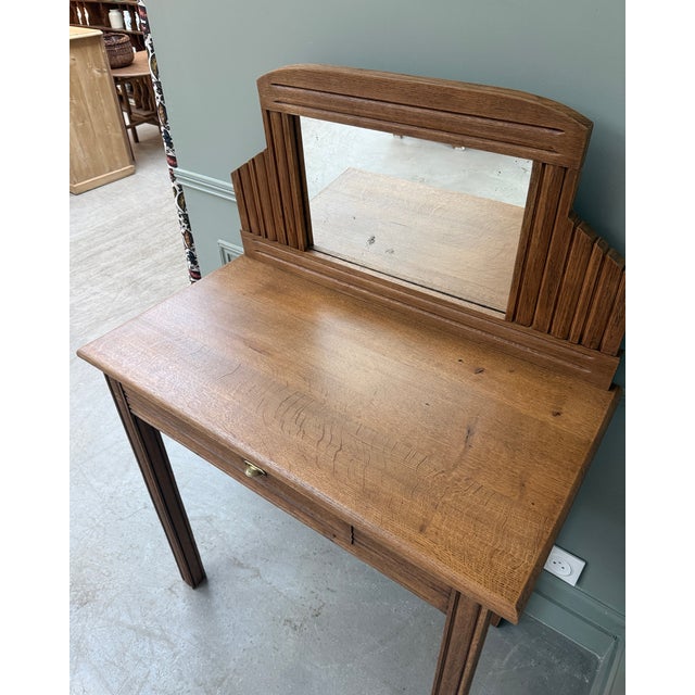 Vintage Art Deco Oak Dressing Table, 1940s For Sale - Image 11 of 13