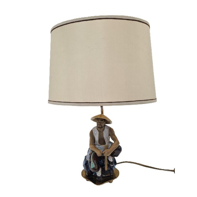 Ceramic Table Lamp with Fisherman Figurine, 1960s-1970s For Sale - Image 16 of 16