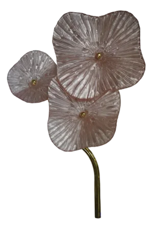 Murano Art Glass and Brass Pearly Pink Wall Light, 1990s