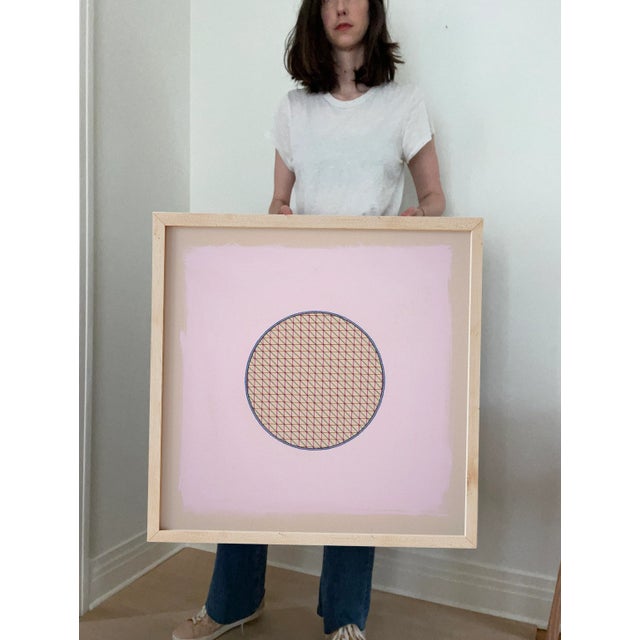 Pastel Lavender-Pink Abstract Minimal Circle Art Print by Emily Keating Snyder | 24 X 24 Print in Wood Frame For Sale - Image 4 of 4