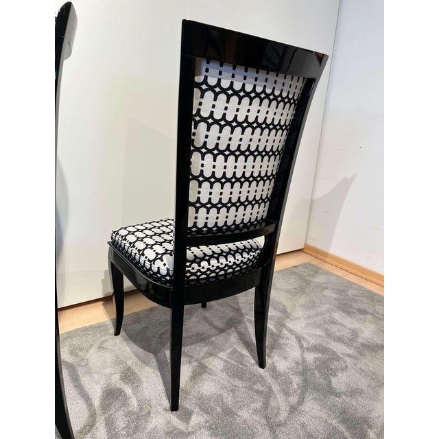 High Back Black Lacquered Dining Chairs, Set of 6 For Sale - Image 14 of 18