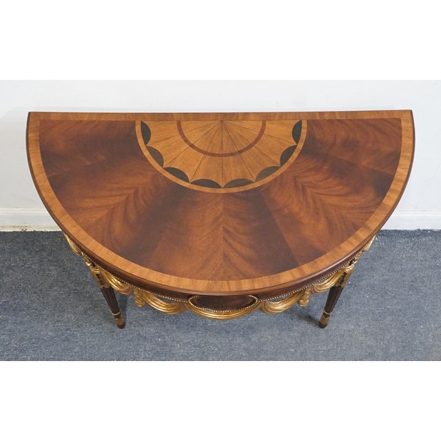 Early 21st Century Maitland Smith Inlaid Mahogany Traditional French Directoire Consulate Style 48" Demilune Console Table For Sale - Image 5 of 9
