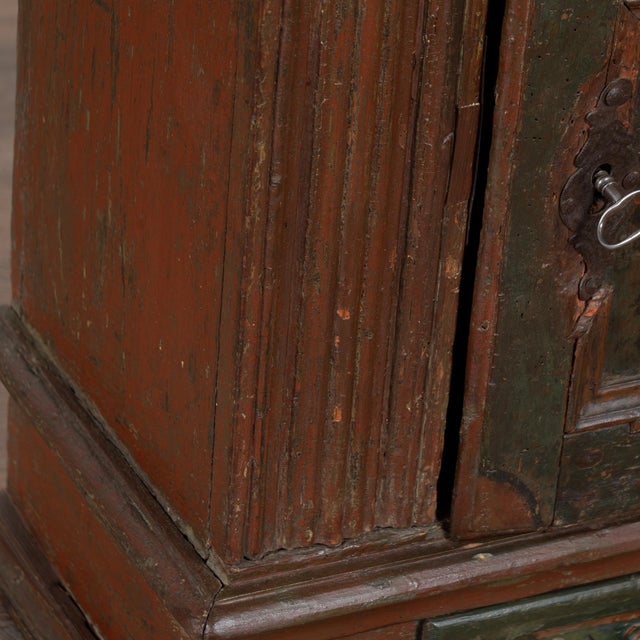 Wood Original Painted Swedish Hanging Cabinet, Dated 1800 For Sale - Image 7 of 9