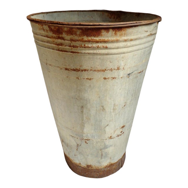 Vintage French Galvanized Bin For Sale