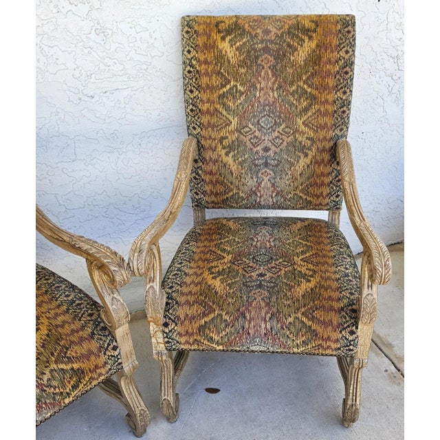 Brown Century Furniture French Louis XIII Os De Mouton Armchairs a Pair For Sale - Image 8 of 16