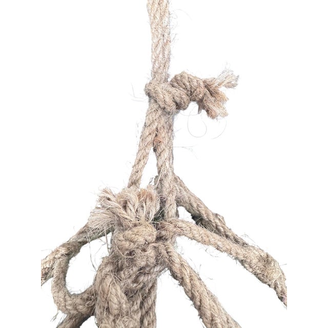 Vintage Green Glass Fishing Float in Jute Rope Netting For Sale - Image 9 of 12