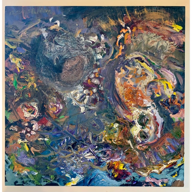 2020s "Empty Nest", Original Oil Painting, Cradle Board, Abstract Art For Sale - Image 5 of 7