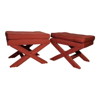 Billy Baldwin X Base Ottomans - a Pair For Sale