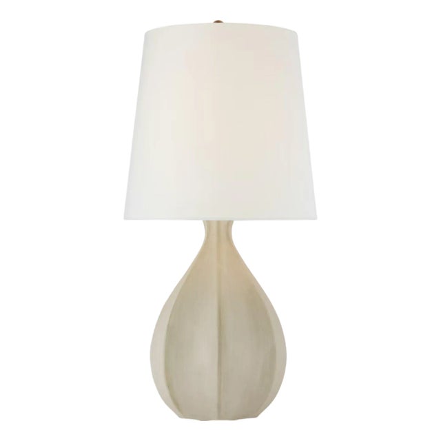 AERIN by Visual Comfort Signature Rana Large Table Lamp in Stone White with Linen Shade For Sale