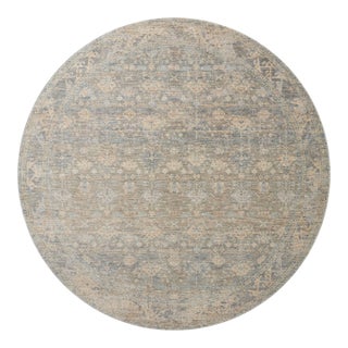 Angela Rose x Loloi Blake Rug Sky / Beige 5'-3" x 5'-3" Round Area Rug For Sale