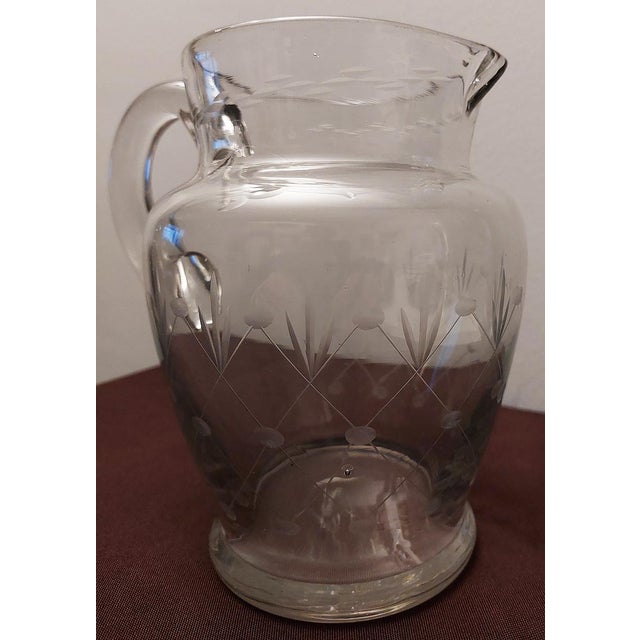 Antique Crystal and Cut Glass Pitcher, 1930s For Sale - Image 9 of 10