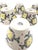 Contemporary Hand-Painted Bat Trang Vietnamese Ceramic Bowls With Yellow Floral Motifs and Chopstick Rests - Set of 6 For Sale - Image 3 of 12