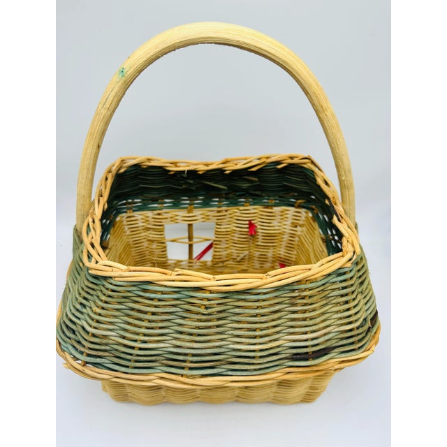 Rustic Vintage Christmas Wicker Basket For Sale - Image 3 of 8