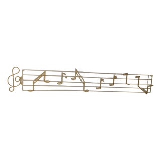 Wall Coat Rack with Musical Notes and Sheet Music, Italy, 1950s For Sale