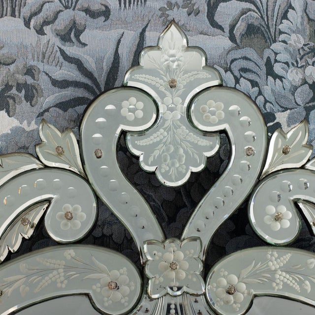 Large 19th C. Venetian Reverse Etched Mirror With Original Beveled Mirror Plate For Sale - Image 15 of 18